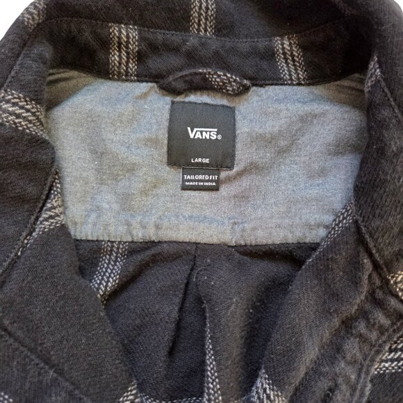 Vans Plaid Flannel Button Up Shirt Men's Large Black Streetwear Cottagecore City - Picture 3 of 10